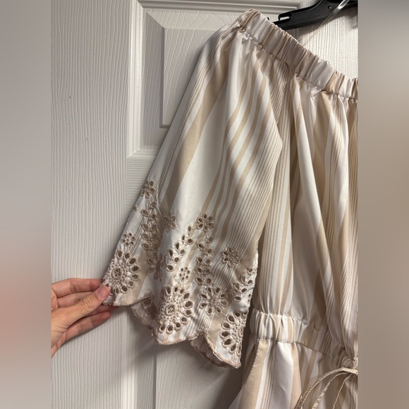 Style House Off The Shoulder Striped Dress w/ Eyelet Detail Size XL - Picture 2 of 4